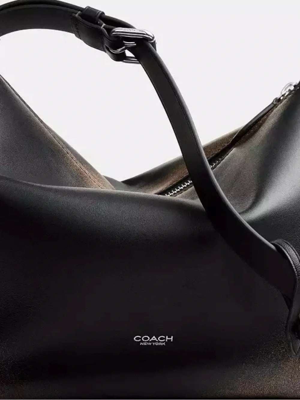 COACH Mott Messenger Bag In Loved Leather Black/Light Tan